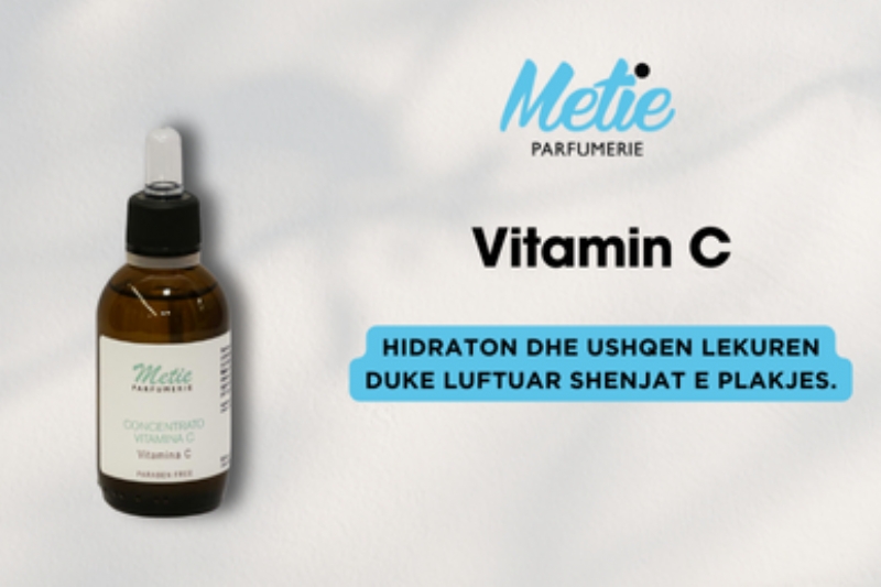 Vitamine C (Serum), Metie Parfumerie, serum fytyre, antioksidant, ndricim lekure, trajtim njollash, kujdes ditor, kolagjen, hidratim, anti plakje, vitamine C natyrale, shkelqim natyral